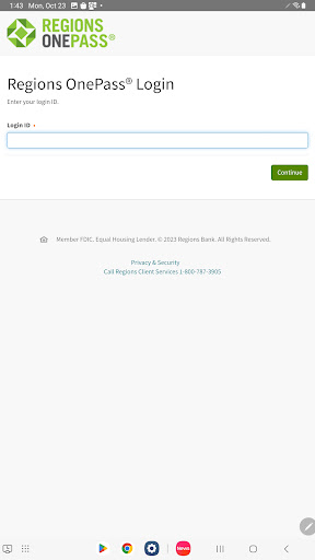 Screenshot of Regions iTreasury Mobile