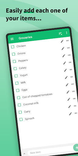 Shopping Lists (with widget) Screen 2