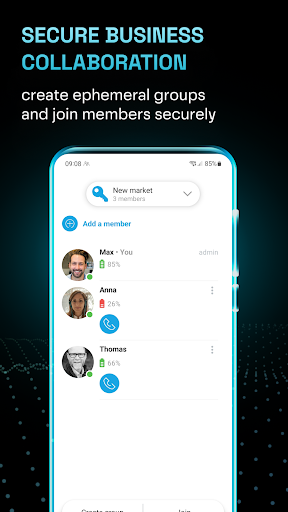 Android application AnWork: secure communication screenshort