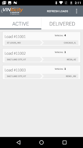Android application VINlocity Carrier screenshort