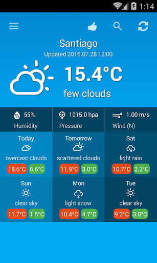 Android application Weather Chile screenshort