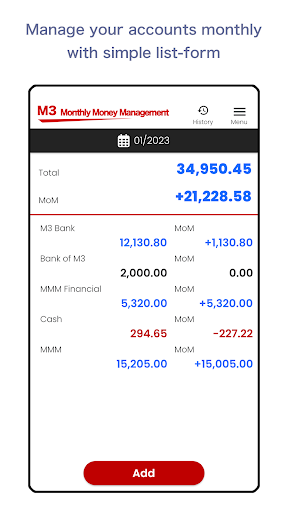 Android application M3-MonthlyMoneyManager- screenshort