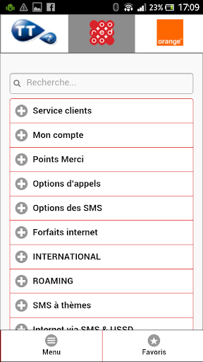 Android application USSD Tunisie screenshort