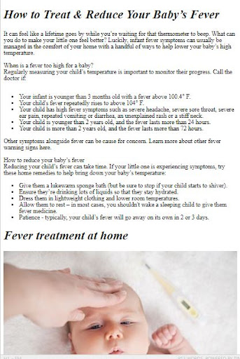 Reduce Baby Fever Tips Screen 2