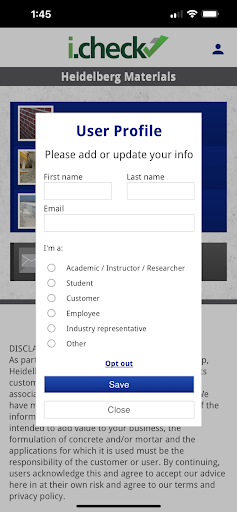 Android application iCheck by Heidelberg Materials screenshort