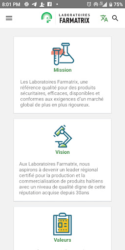 Android application Laboratoires Farmatrix screenshort