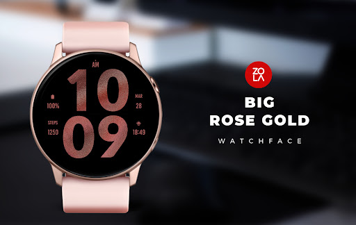 Android application Big Rose Gold Watch Face screenshort