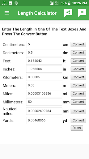 Length Calculator Screen 2