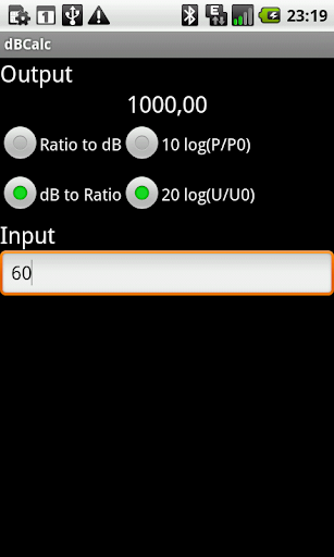 Android application dB Calc screenshort