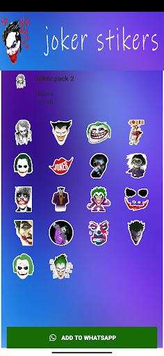 Android application Joker Stickers -WAStickersApp screenshort