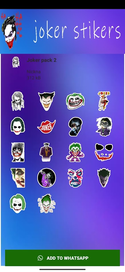 #1. Joker Stickers -WAStickersApp (Android) 由: Nickna