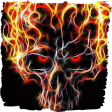 Fiery skull live paper icon