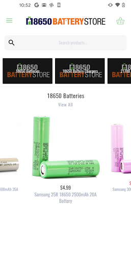 Android application 18650BatteryStore.com screenshort