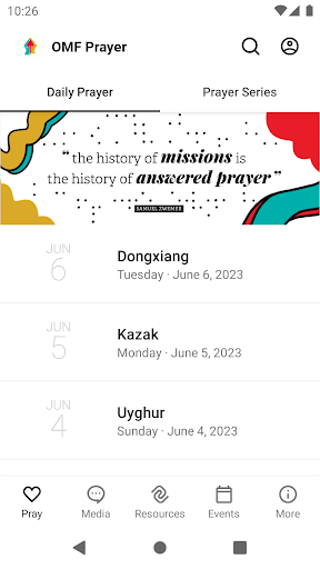 Android application OMF Prayer screenshort