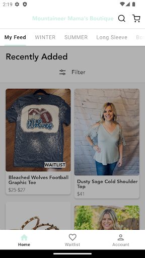 Android application Mountaineer Mama's Boutique screenshort