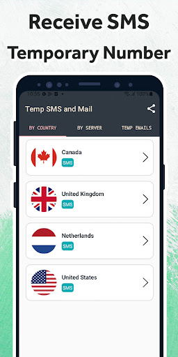 Android application Temp SMS and Mail screenshort