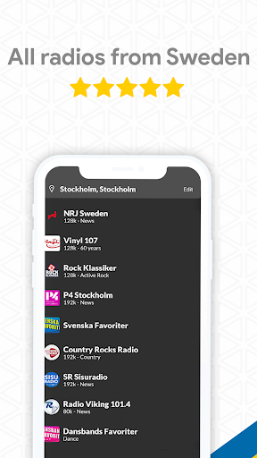 Android application Radios Suécia screenshort