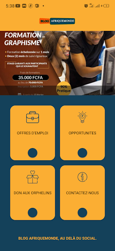 Android application BLOG AFRIQUEMONDE screenshort