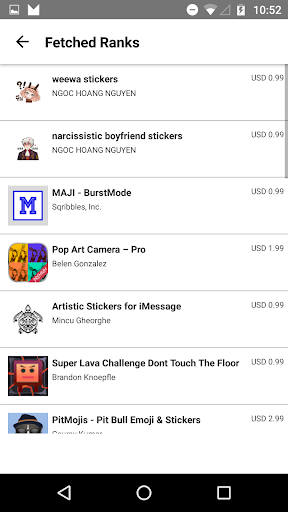 Ranks from Apple RSS feeds Screen 2