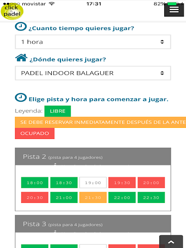 Click and Padel Screen 3