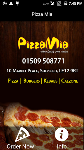 Android application Pizza Mia, Shepshed screenshort