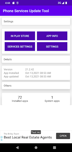 Android application Phone Services Update and Info screenshort