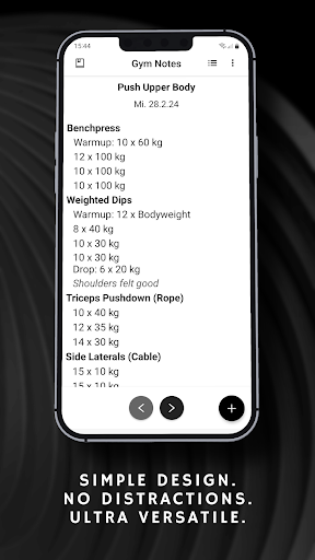 Android application Simple Gym Notes screenshort