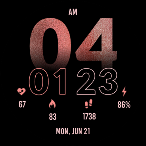 Digital Rose Gold Watch Face Logo