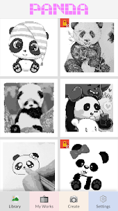 Panda Pixel Art Color