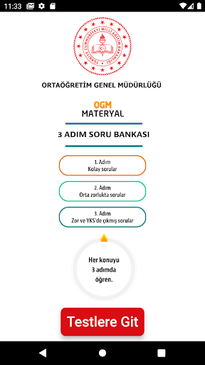 Android application OGM 3 Adım Soru Bankası screenshort