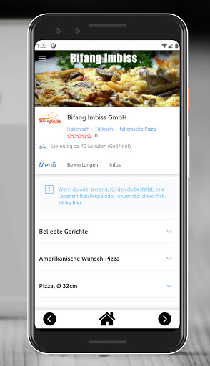 Android application Bifang Imbiss screenshort