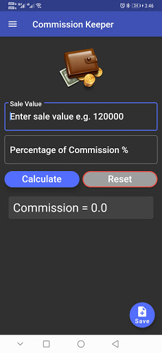 Android application Commission Keeper (Commission screenshort