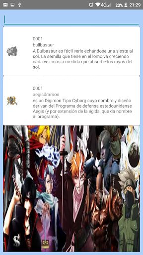 Android application characters full screenshort