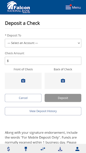 Falcon National Bank Mobile Screen 3