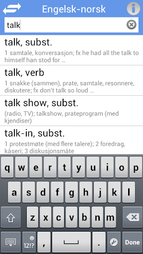 Ordnett - Engelsk blå ordbok