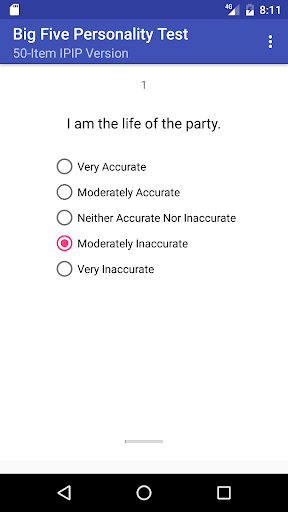 Android application Big Five Personality Test screenshort