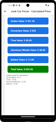 Junk Car Pricer Screen 2