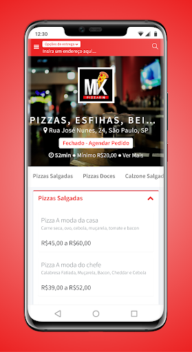 Android application MK Pizzaria screenshort