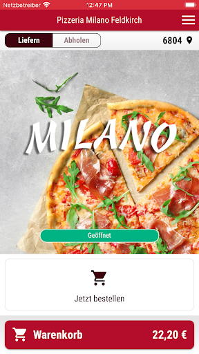 Android application Pizzeria Milano Feldkirch screenshort
