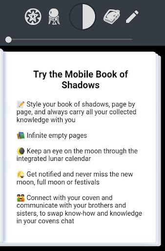 Android application Mobile Book of Shadows screenshort