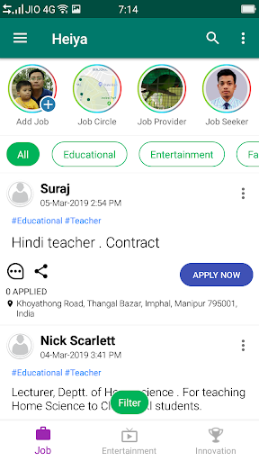 Android application Heiya - Jobs and Services screenshort