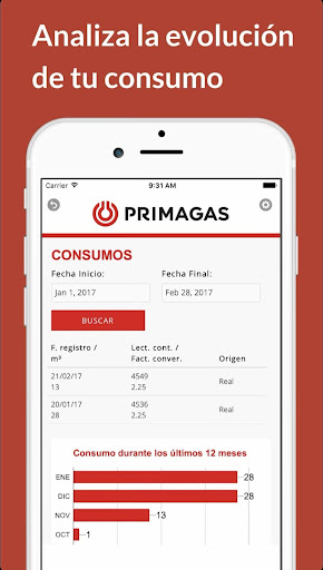 Android application Primagas Clientes screenshort