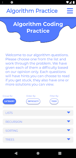 Android application Algorithm Practice Pro screenshort