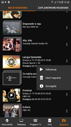 Android application Orange TV Go screenshort