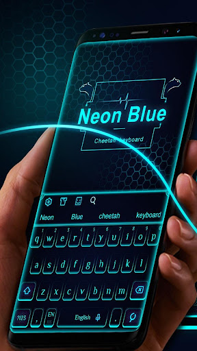 Neon Blue Cheetah Keyboard Theme