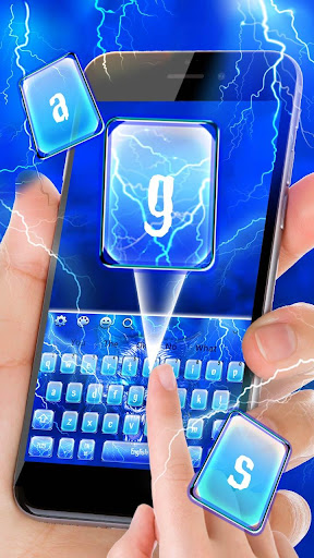 Lightning Neon Blue Wolf Keyboard