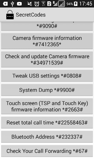 Secret codes Screen 2