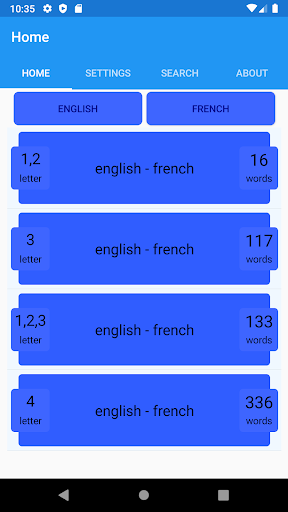 Android application Multi Language Flash Cards screenshort