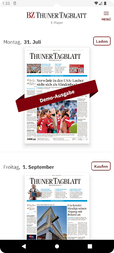 Android application Thuner Tagblatt E-Paper screenshort