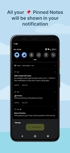 Notes - Pin to notification Screen 3